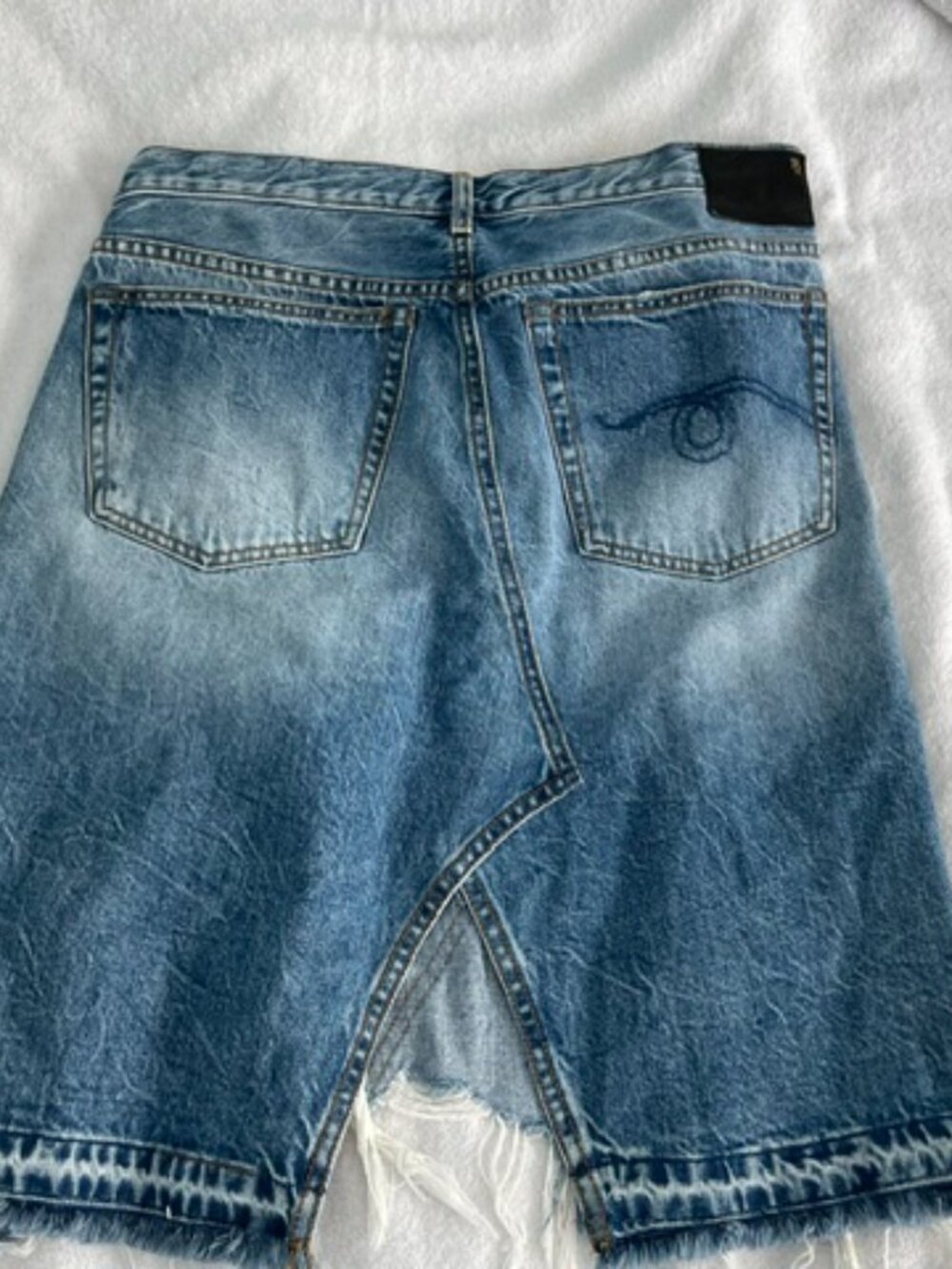 R13 Skirt Distressed Destroyed Norbury Jasper Denim Blue Jean Sz 28 Grunge $450 - Picture 16 of 16
